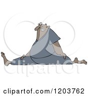 Cartoon Of A Chubby Black Man Wincing And Doing The Splits Royalty Free Vector Clipart