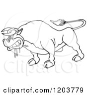 Poster, Art Print Of Black And White Mad Salivating Bull
