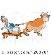 Poster, Art Print Of Hillbilly With A Cows Tail In A Meat Grinder