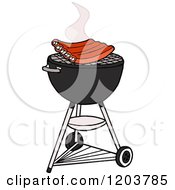 Poster, Art Print Of Bbq Ribs Cooking On A Weber Charcoal Grill