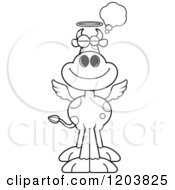 Cartoon Of A Black And White Dreaming Holy Cow Royalty Free Vector Clipart