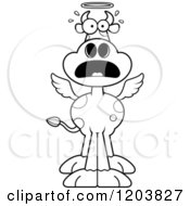 Cartoon Of A Black And White Scared Holy Cow Royalty Free Vector Clipart