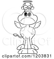 Cartoon Of A Black And White Depressed Holy Cow Royalty Free Vector Clipart