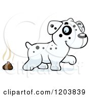 Cute Dalmatian Puppy And Pile Of Poop