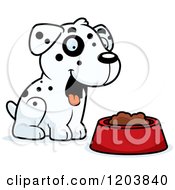 Cute Dalmatian Puppy Sitting By Dog Food
