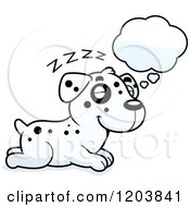 Cartoon Of A Cute Dalmatian Puppy Dreaming Royalty Free Vector Clipart by Cory Thoman