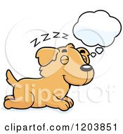 Poster, Art Print Of Cute Golden Retriever Puppy Dreaming