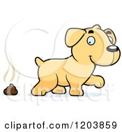 Cute Yellow Labrador Puppy And Pile Of Poop