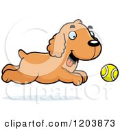 Cartoon Of A Cute Spaniel Puppy Sitting Royalty Free Vector Clipart
