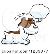 Cartoon Of A Cute Jack Russell Terrier Puppy Dreaming Royalty Free Vector Clipart