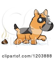 Cute German Shepherd Puppy And A Pile Of Poop