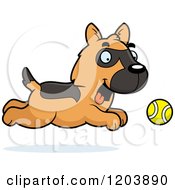 Poster, Art Print Of Cute German Shepherd Puppy Chasing A Ball