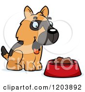 Cute German Shepherd Puppy With Dog Food
