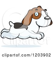 Cartoon Of A Cute Beagle Puppy Running Royalty Free Vector Clipart