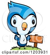 Poster, Art Print Of Cute Baby Blue Jay By A Sign Post