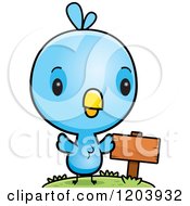 Poster, Art Print Of Cute Baby Blue Bird By A Sign Post