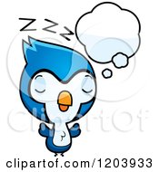 Cartoon Of A Cute Baby Blue Jay Sleeping Royalty Free Vector Clipart