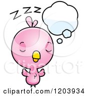 Cartoon Of A Cute Pink Baby Bird Sleeping Royalty Free Vector Clipart