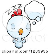 Cartoon Of A Cute Baby Rooster Dreaming Royalty Free Vector Clipart