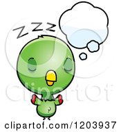Cartoon Of A Cute Baby Parrot Dreaming Royalty Free Vector Clipart