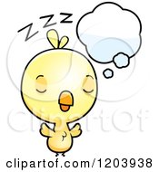Cartoon Of A Cute Baby Chick Bird Sleeping Royalty Free Vector Clipart