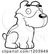 Cartoon Of A Black And White Cute Jack Russell Terrier Puppy Sitting Royalty Free Vector Clipart