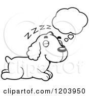 Poster, Art Print Of Black And White Cute Spaniel Puppy Dreaming