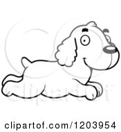 Poster, Art Print Of Black And White Cute Spaniel Puppy Running