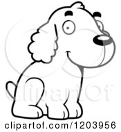 Poster, Art Print Of Black And White Cute Spaniel Puppy Sitting