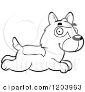 Cartoon Of A Black And White Cute German Shepherd Puppy Running Royalty Free Vector Clipart by Cory Thoman