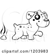 Black And White Cute Dalmatian Puppy And Pile Of Poop