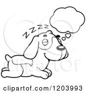 Cartoon Of A Black And White Cute Beagle Puppy Dreaming Royalty Free Vector Clipart by Cory Thoman