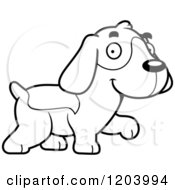 Poster, Art Print Of Black And White Cute Beagle Puppy Walking