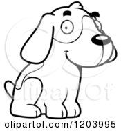 Poster, Art Print Of Black And White Cute Beagle Puppy Sitting