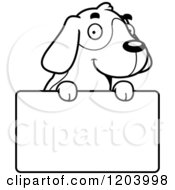 Poster, Art Print Of Black And White Cute Beagle Puppy Over A Sign