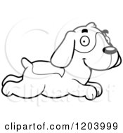 Cartoon Of A Black And White Cute Beagle Puppy Running Royalty Free Vector Clipart by Cory Thoman