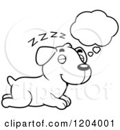 Cartoon Of A Black And White Cute Labrador Puppy Dreaming Royalty Free Vector Clipart by Cory Thoman