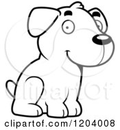 Poster, Art Print Of Black And White Cute Labrador Puppy Sitting
