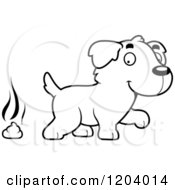 Poster, Art Print Of Black And White Cute Golden Retriever Puppy With Dog Poop