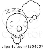 Cartoon Of A Black And White Cute Baby Bald Eagle Dreaming Royalty Free Vector Clipart