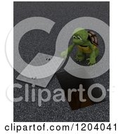 Clipart Of A 3d Construction Worker Tortoise Looking Down A Man Hole Royalty Free CGI Illustration by KJ Pargeter