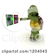 Poster, Art Print Of 3d Tortoise Thinking On Which Button To Push