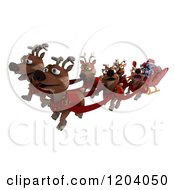 Poster, Art Print Of 3d Robot Santa And Christmas Reindeer