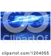 Clipart Of A Blue Night Sky Over A 3d Water Landscape Royalty Free CGI Illustration by KJ Pargeter