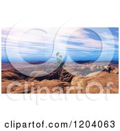 Clipart Of A 3d Seedling Plant Growing In A Dry Landscape Royalty Free CGI Illustration