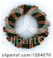 Poster, Art Print Of 3d Christmas Wreath With A Ribbon Garland