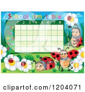 Cartoon Of A Ladybug School Time Table Royalty Free Vector Clipart