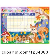 Poster, Art Print Of Squirrel And Autumn School Time Table