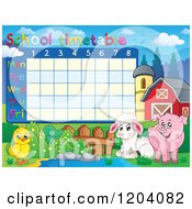 Poster, Art Print Of School Time Table With Farm Animals