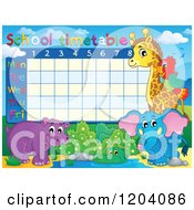 Cartoon Of An African Animal School Time Table Royalty Free Vector Clipart